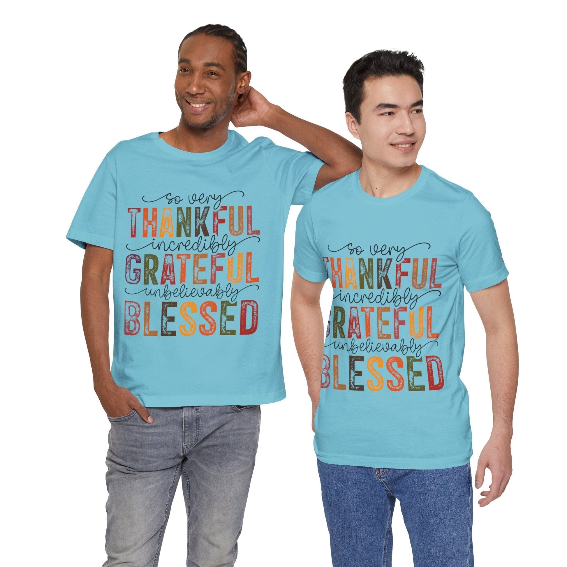 Printify T-Shirt Thankful Grateful Blessed Unisex Jersey Tee