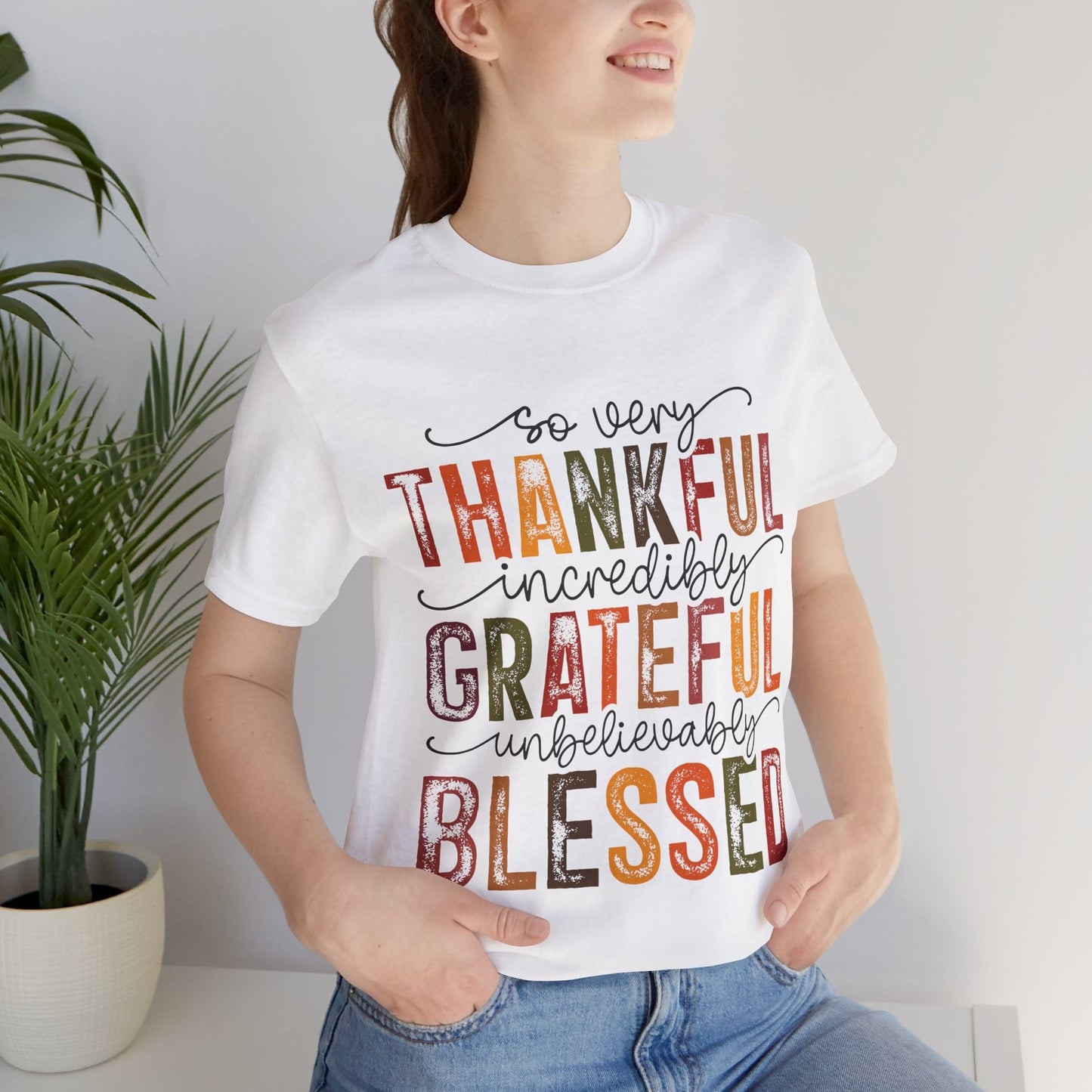 Printify T-Shirt Thankful Grateful Blessed Unisex Jersey Tee