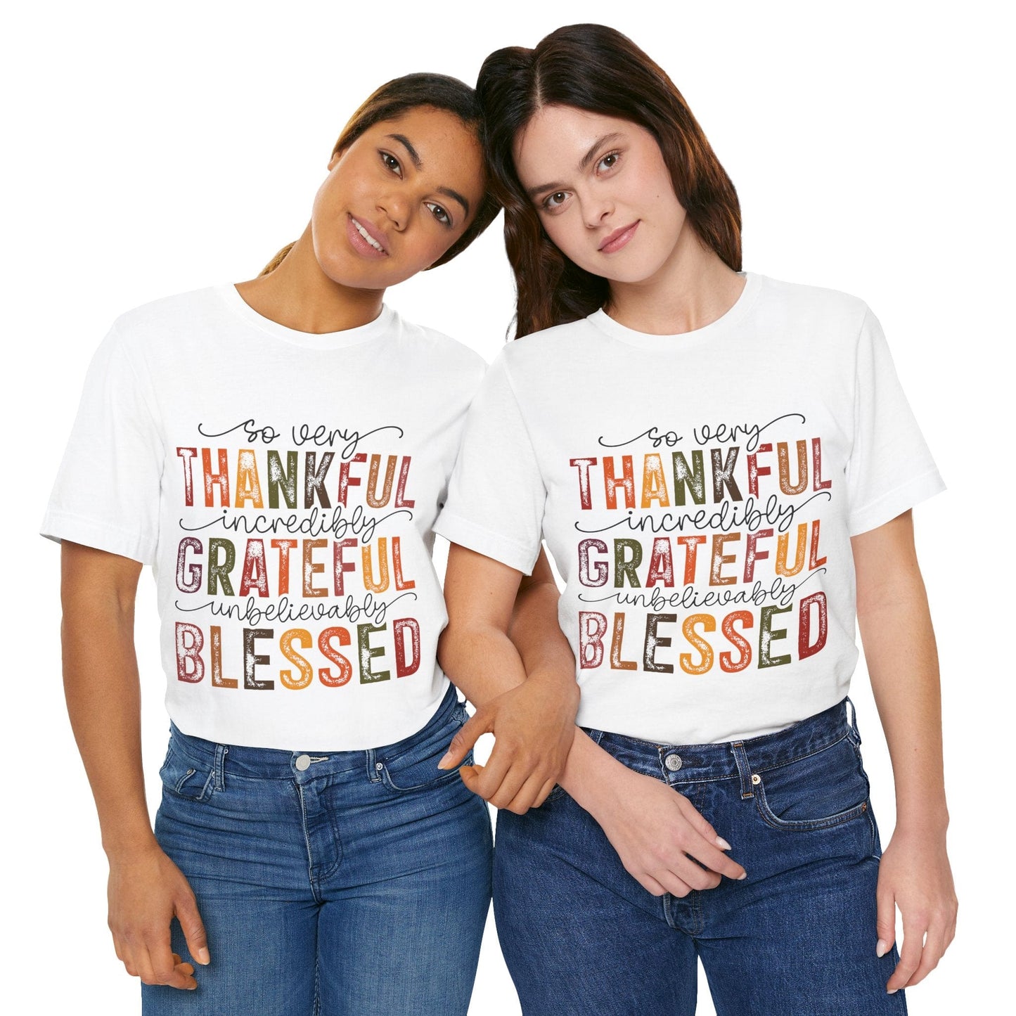 Printify T-Shirt Thankful Grateful Blessed Unisex Jersey Tee