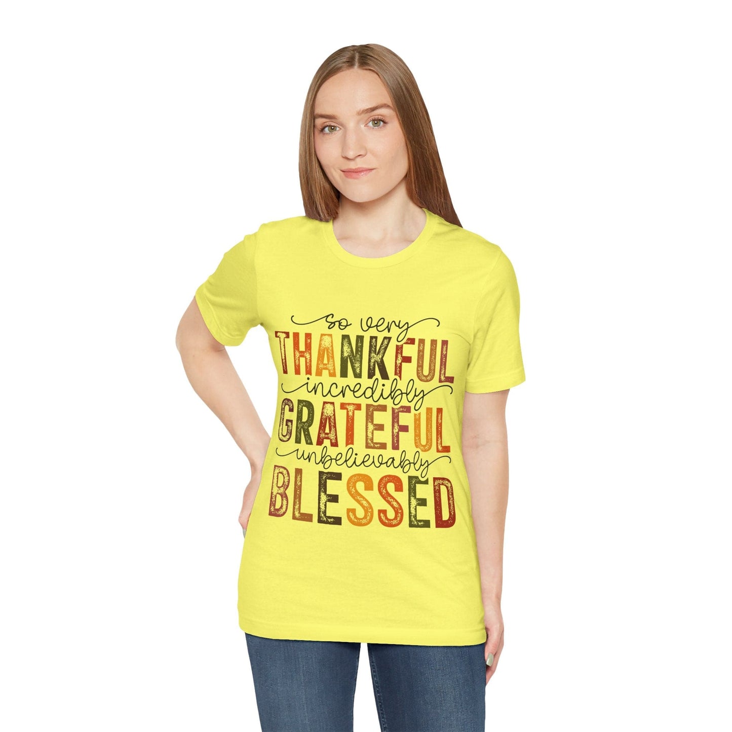 Printify T-Shirt Thankful Grateful Blessed Unisex Jersey Tee