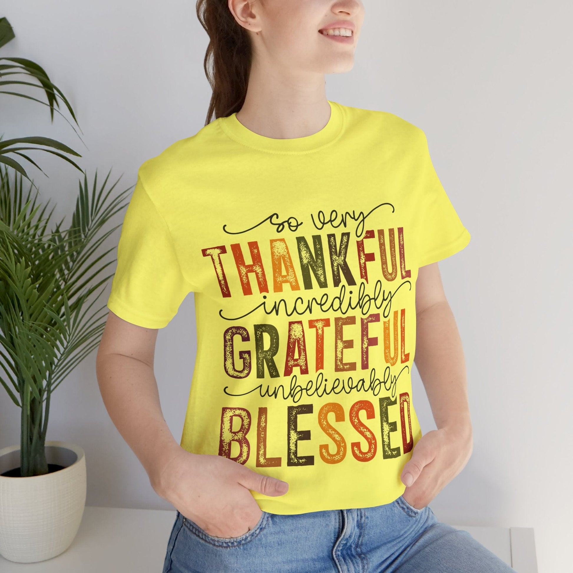 Printify T-Shirt Thankful Grateful Blessed Unisex Jersey Tee