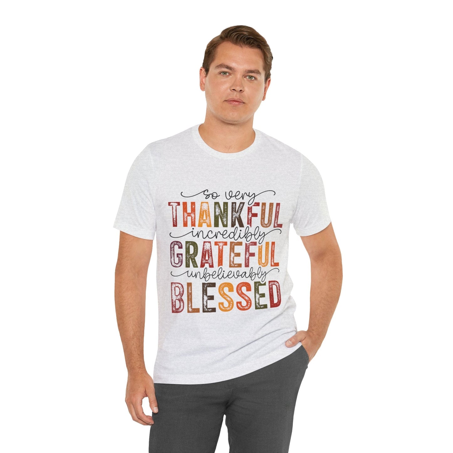 Printify T-Shirt Thankful Grateful Blessed Unisex Jersey Tee