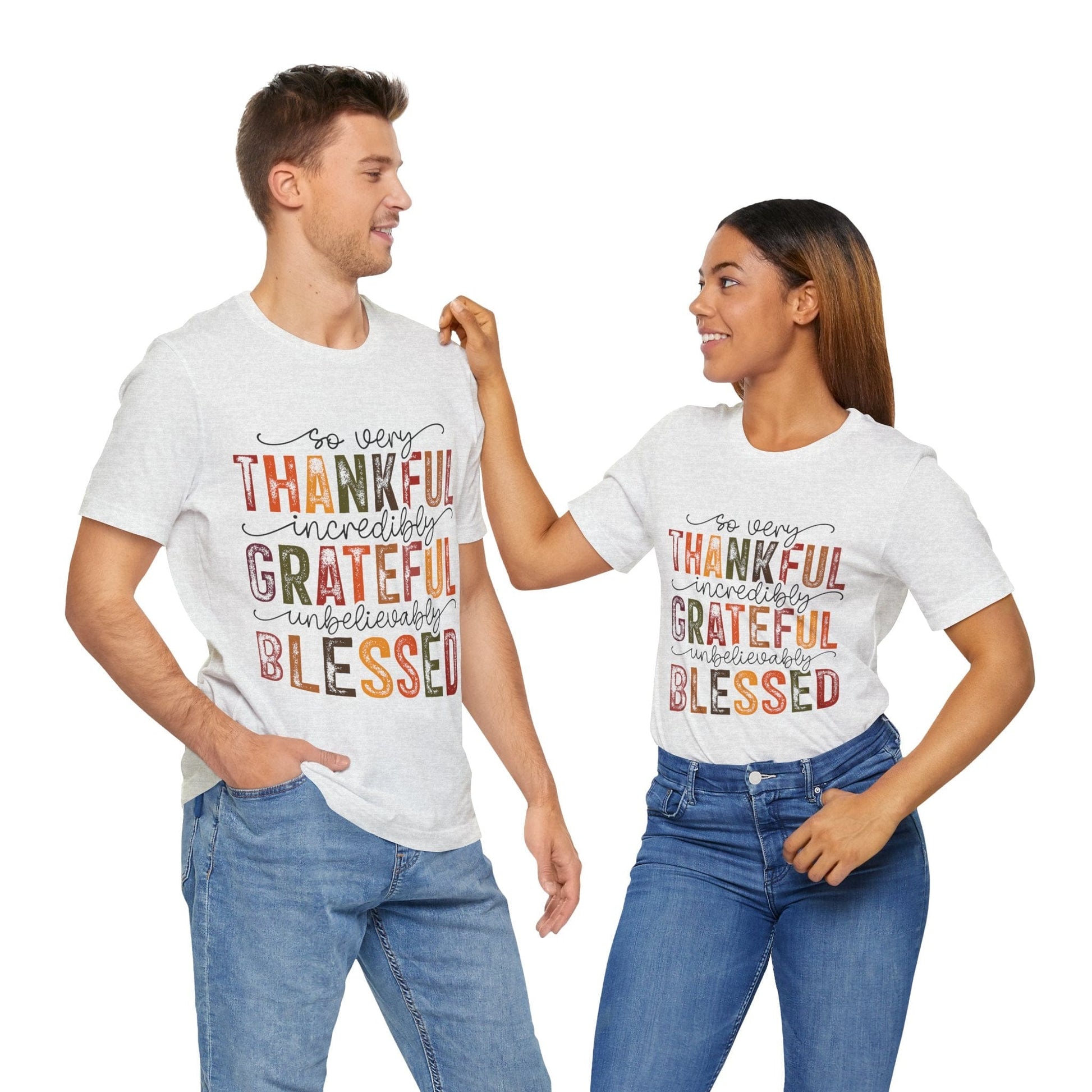 Printify T-Shirt Thankful Grateful Blessed Unisex Jersey Tee