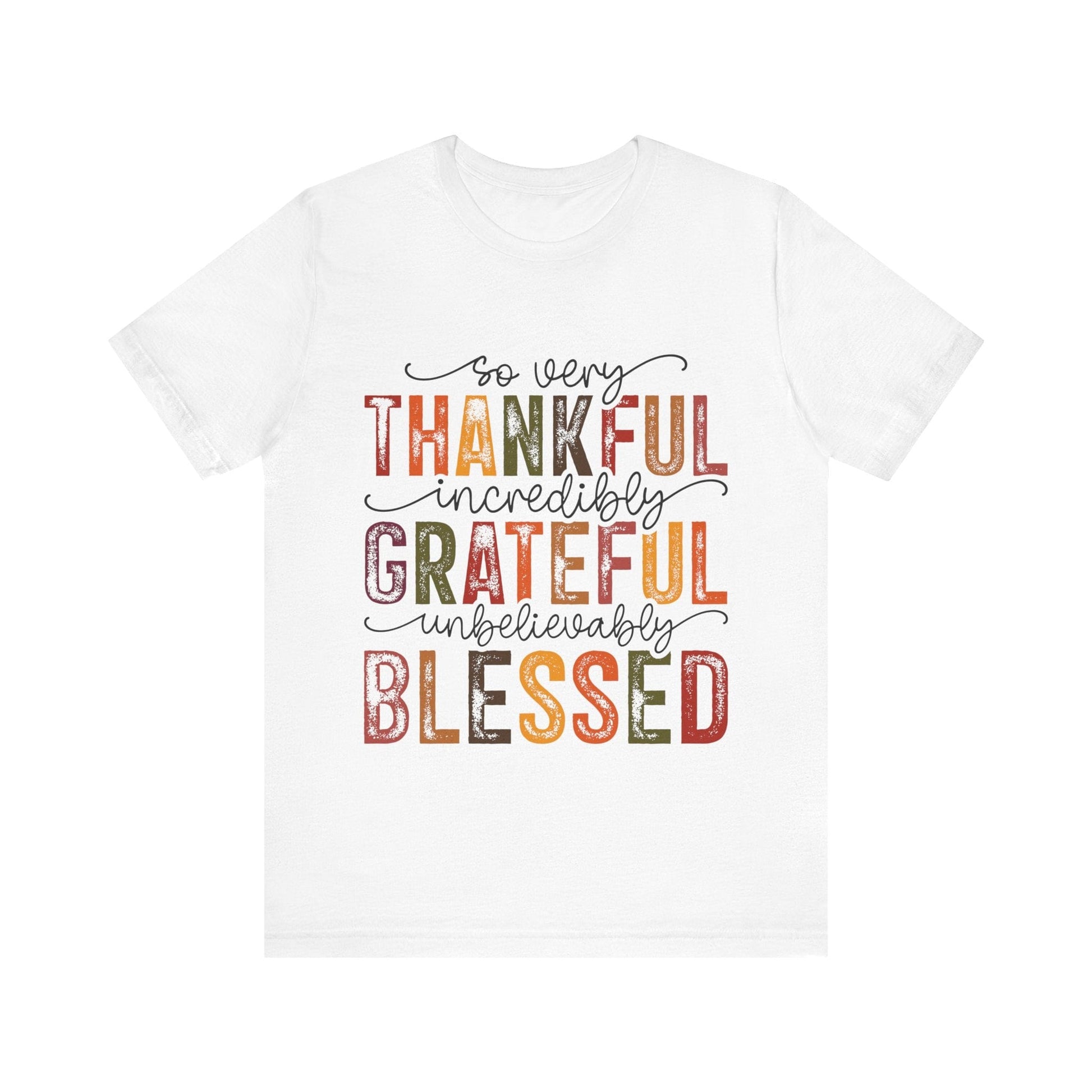 Printify T-Shirt White / S Thankful Grateful Blessed Unisex Jersey Tee