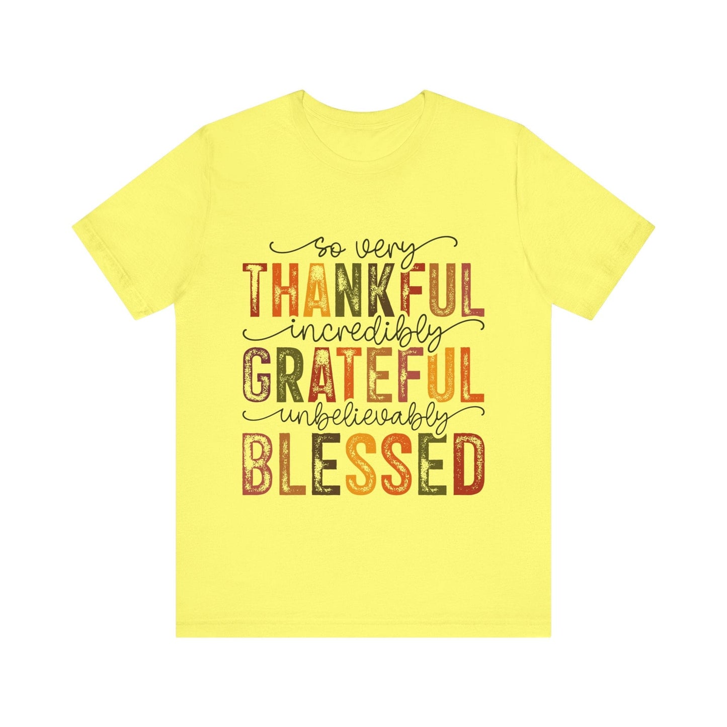 Printify T-Shirt Yellow / S Thankful Grateful Blessed Unisex Jersey Tee