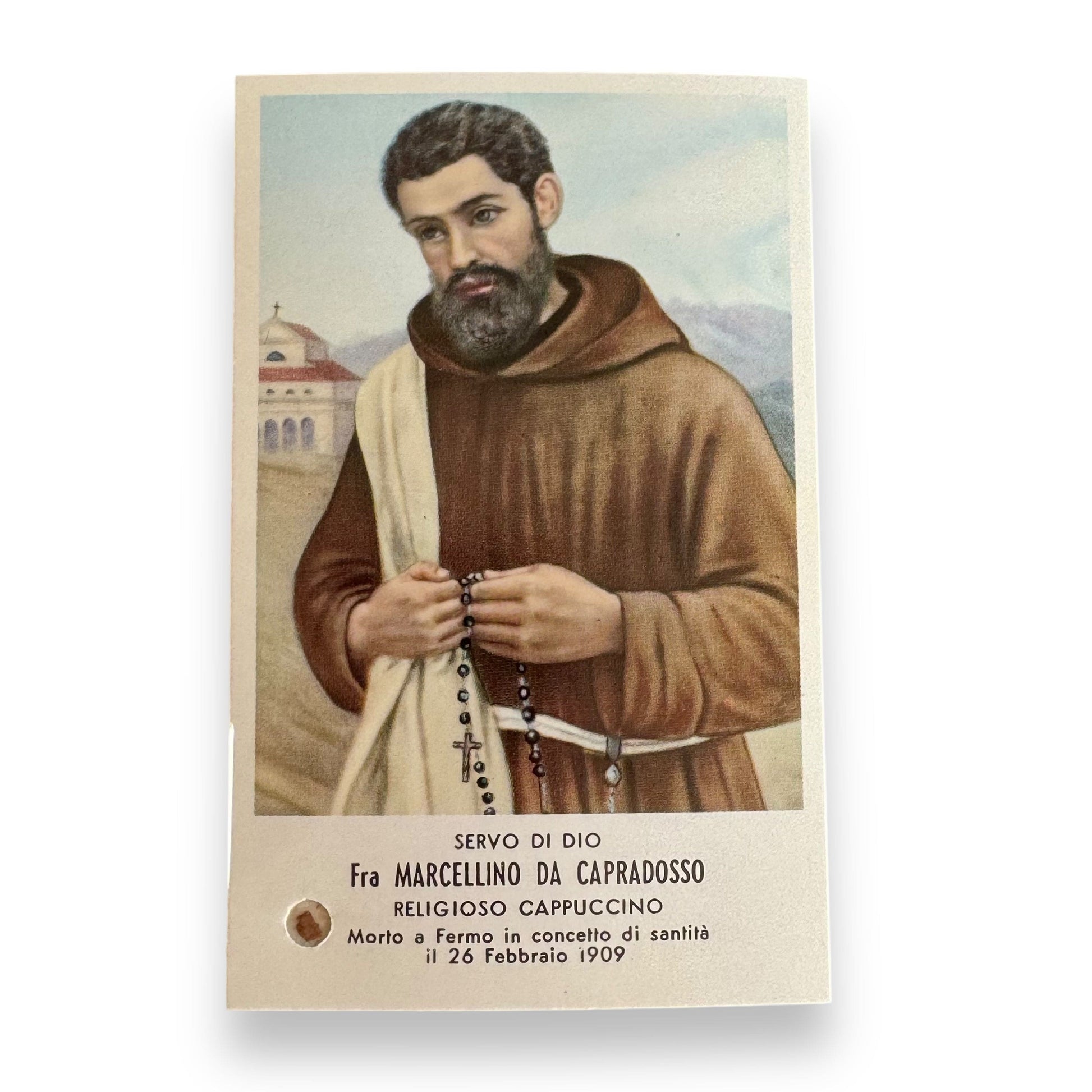 Catholically Holy Card The Servant of God Fra Marcellino da Capradosso OFM Relic Card