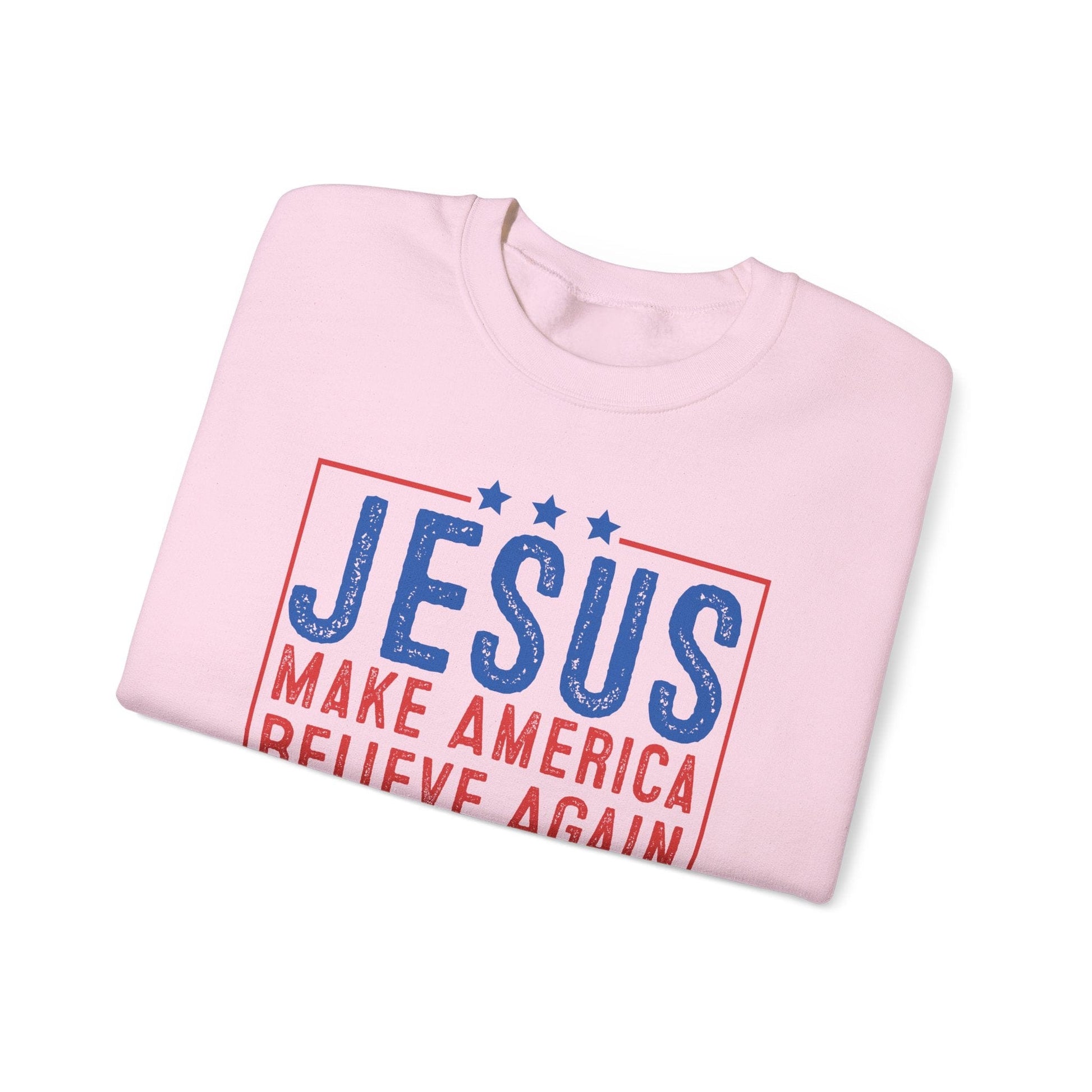 Printify Sweatshirt Unisex Sweatshirt Jesus Make America Believe Again 2024