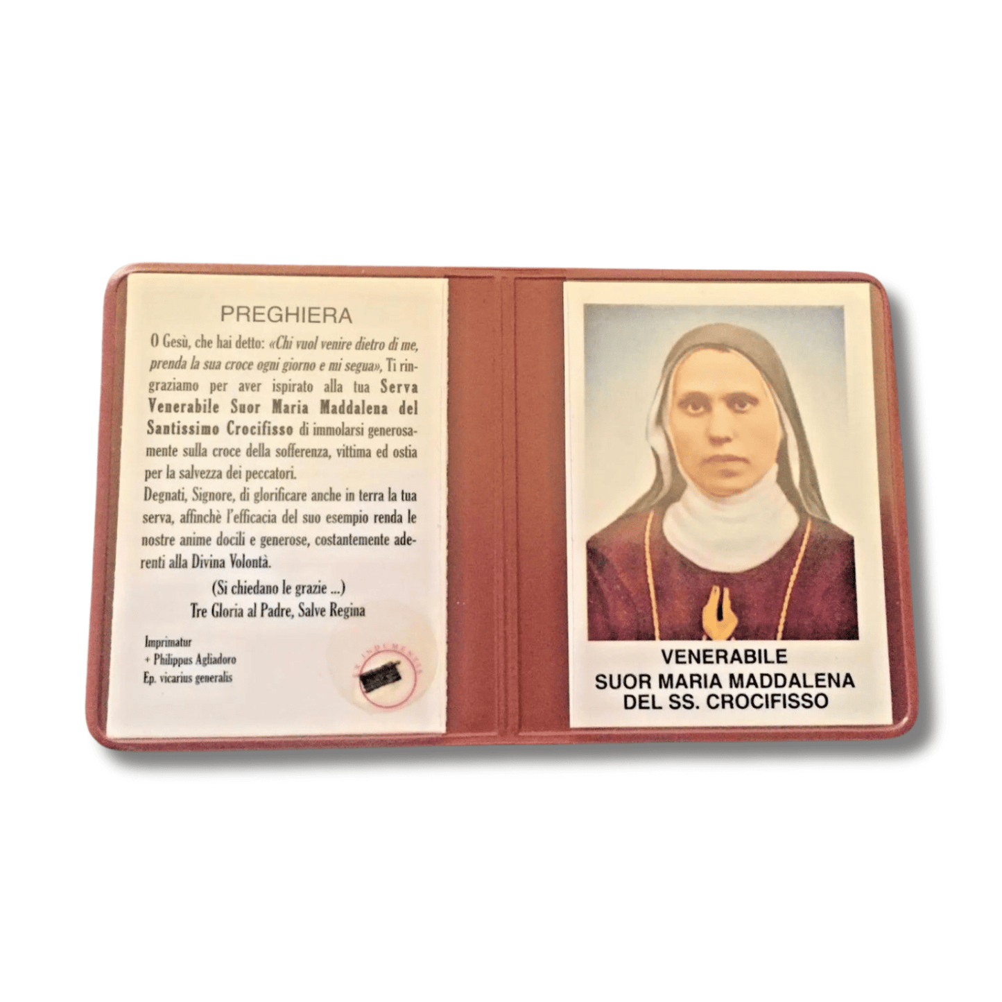 Catholically Holy Card Venerable Sister Maria Magdalene of the Most Holy Crucifix - Relic Card