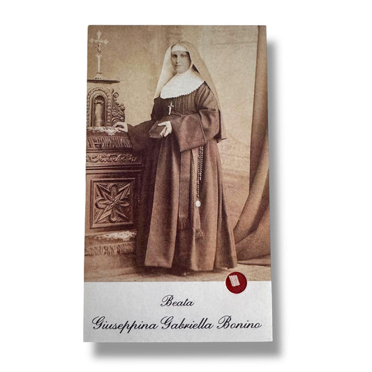 Catholically Holy Card Vintage Holy Card of Beata Giuseppina Gabriella Bonino with Relic