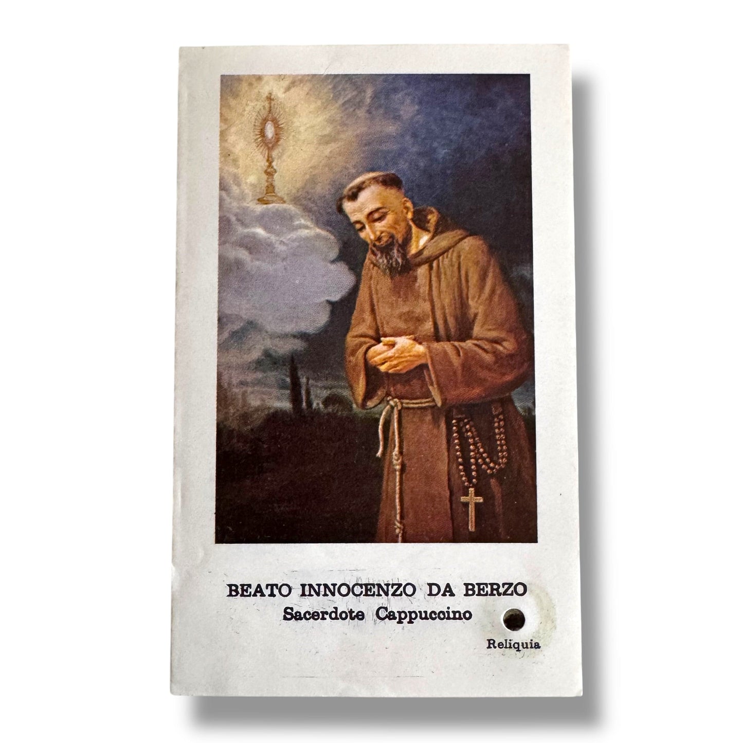 Catholically Holy Card Vintage Holy Card of Beato Innocenzo da Berzo with Relic