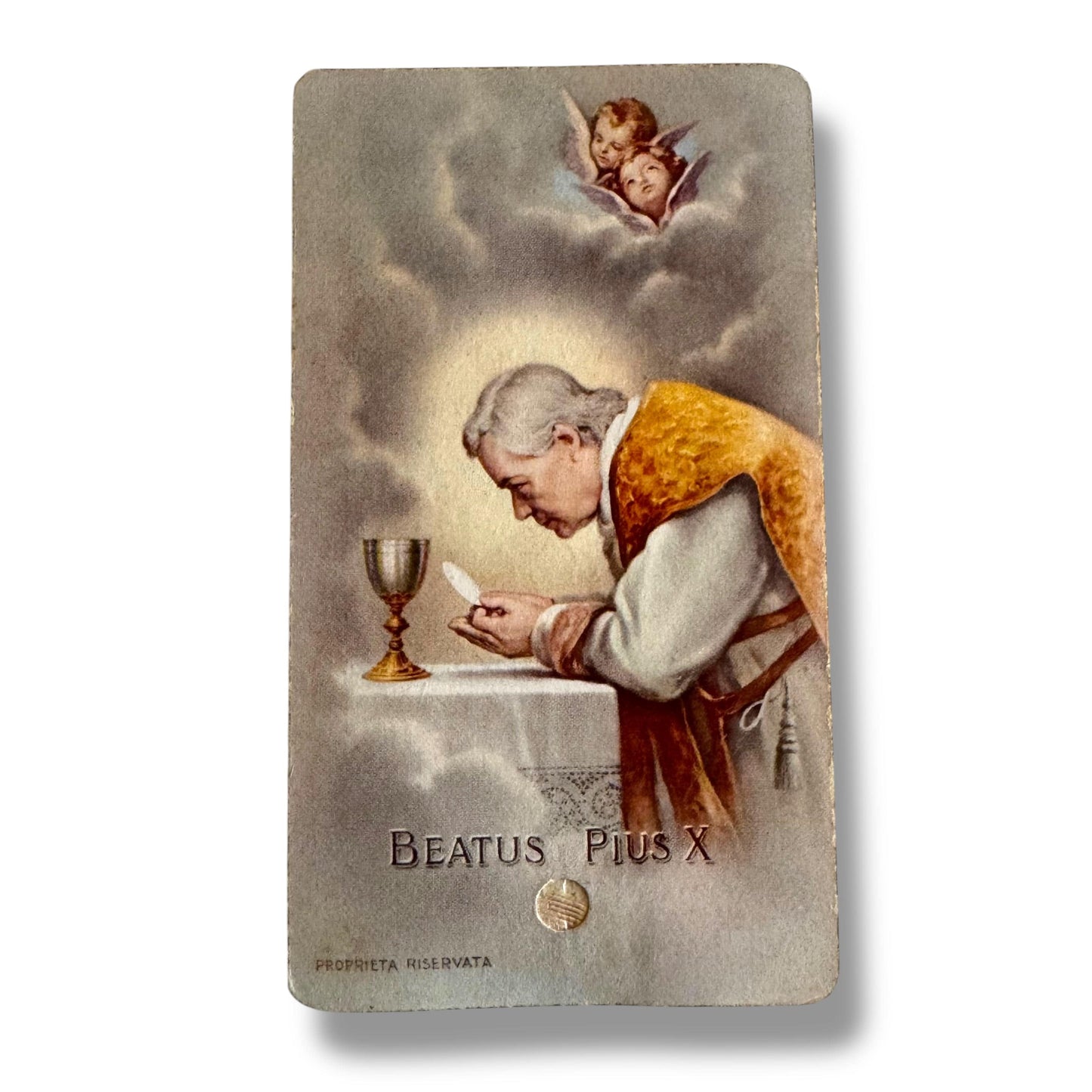 Catholically Holy Card Vintage Holy Card of Blessed Pope Pius X with Relic