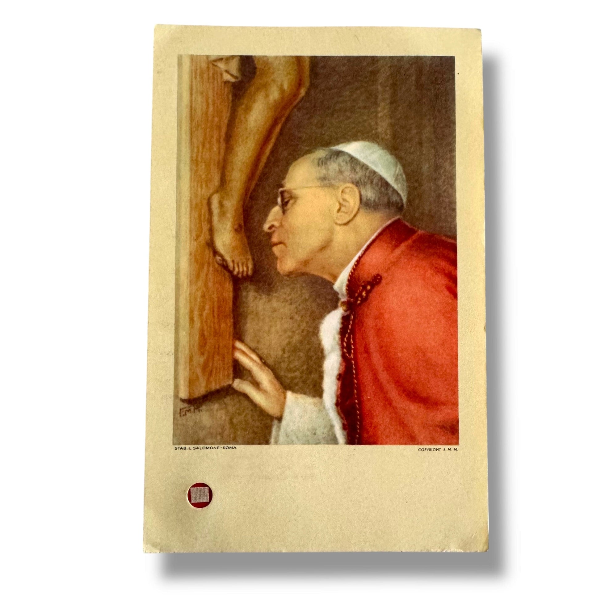 Catholically Holy Card Vintage Holy Card of Pope Pius XII with Relic