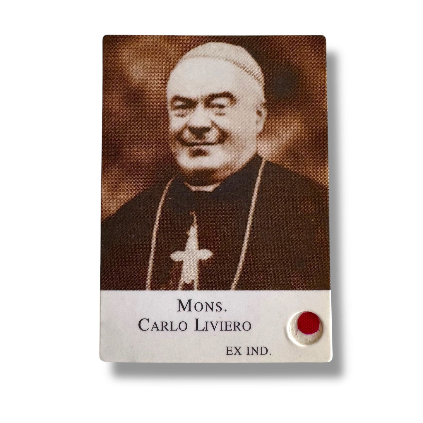 Catholically Holy Card Vintage Holy Relic Card – Blessed Carlo Liviero (Bishop & Founder of the Little Servants of the Sacred Heart)