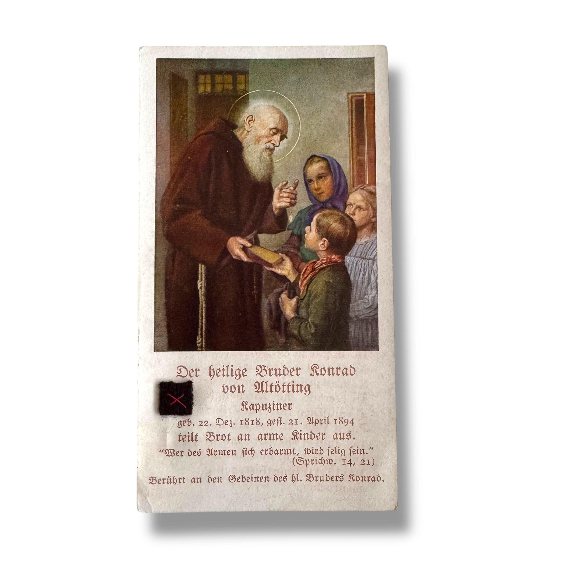 Catholically Holy Card Vintage Holy Relic Card – St. Conrad of Parzham (Capuchin Brother of Altötting)