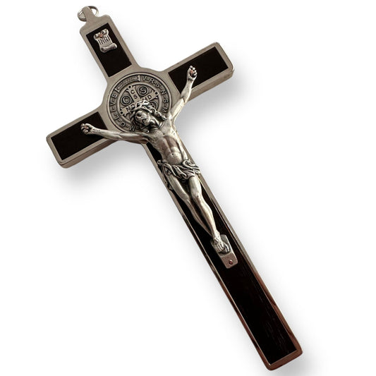 Catholically St Benedict Cross Wooden 7.5" St. Benedict Cross Crucifix -Exorcism cross -Blessed -San Benito