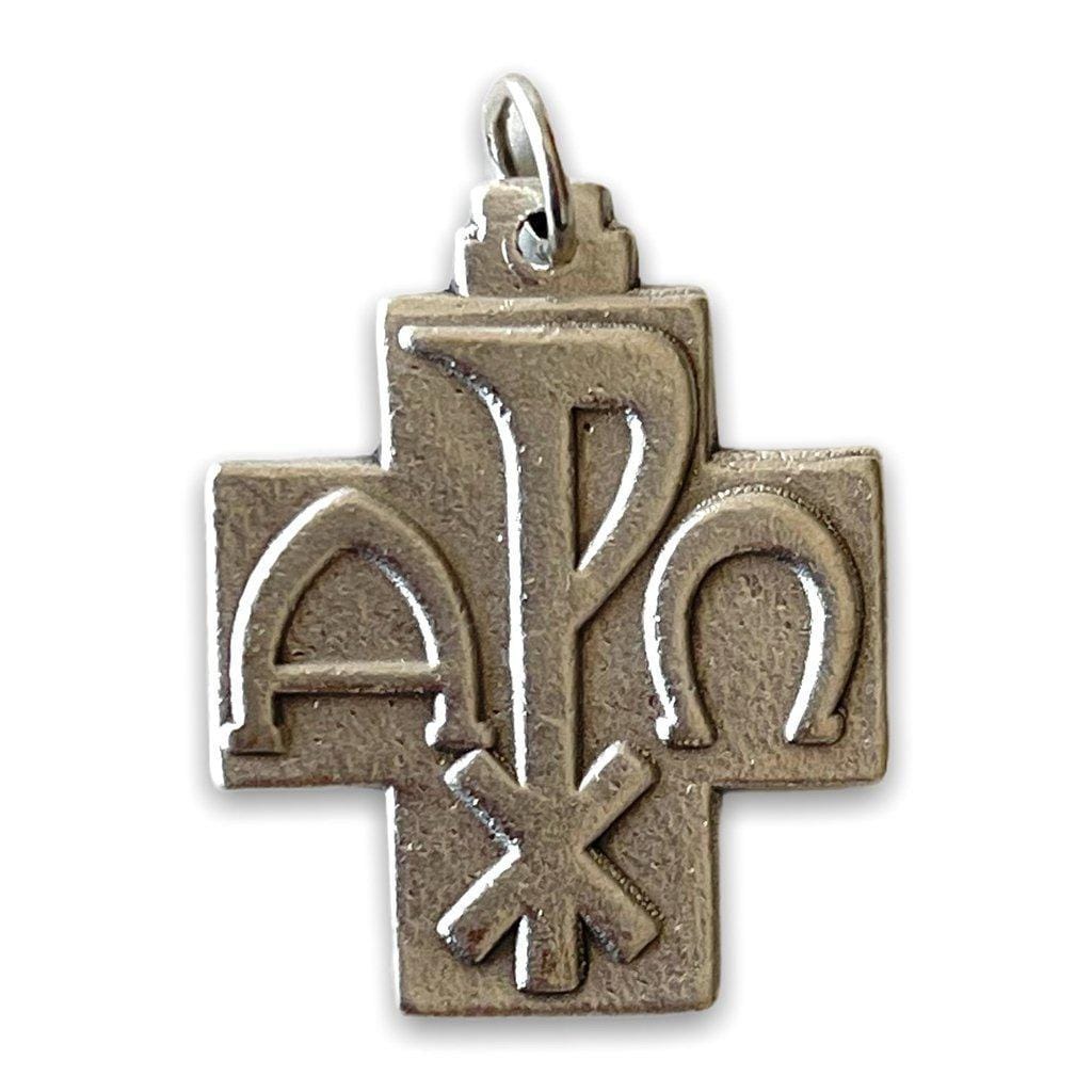 1" Chi Rho - Cross Blessed By Pope Francis - Catholic Medal Pendant-Catholically