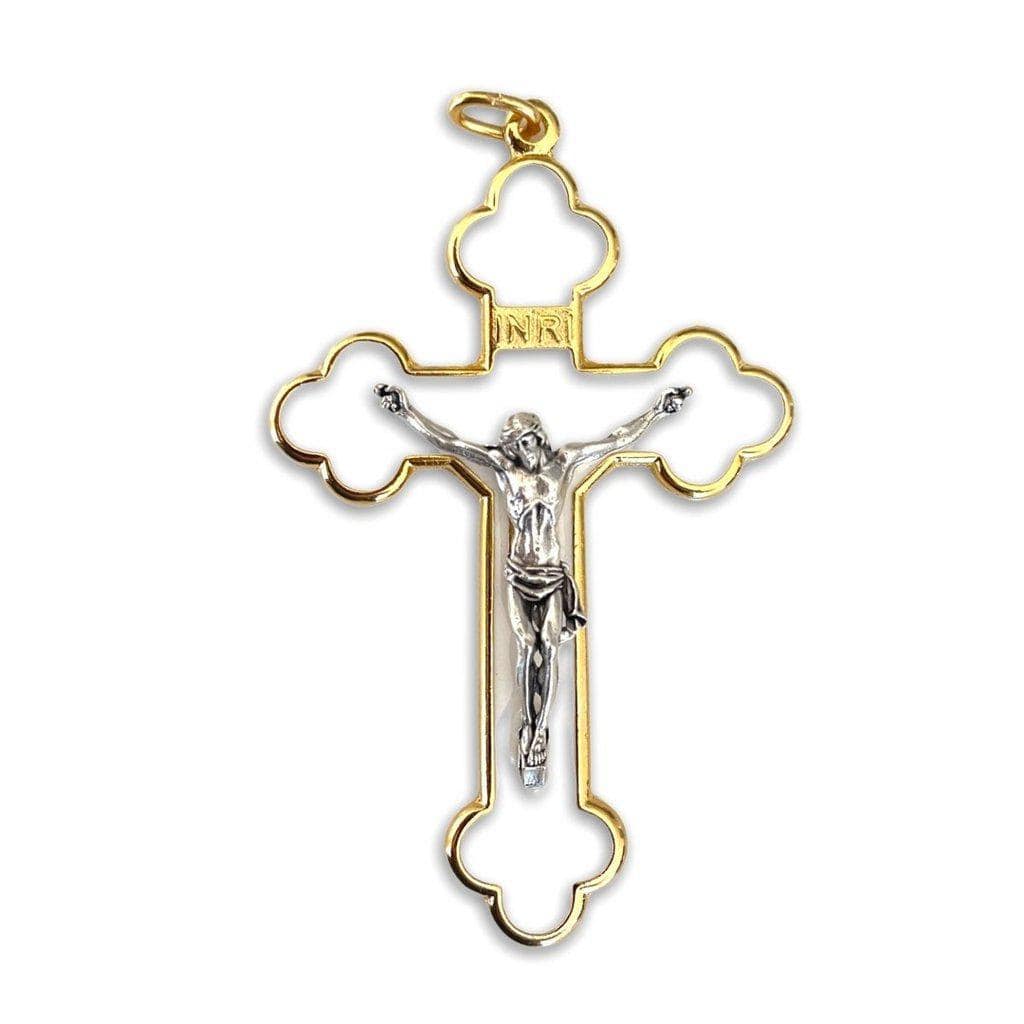 2" White Trilobate Crucifix - Cross - Blessed By Pope-Catholically
