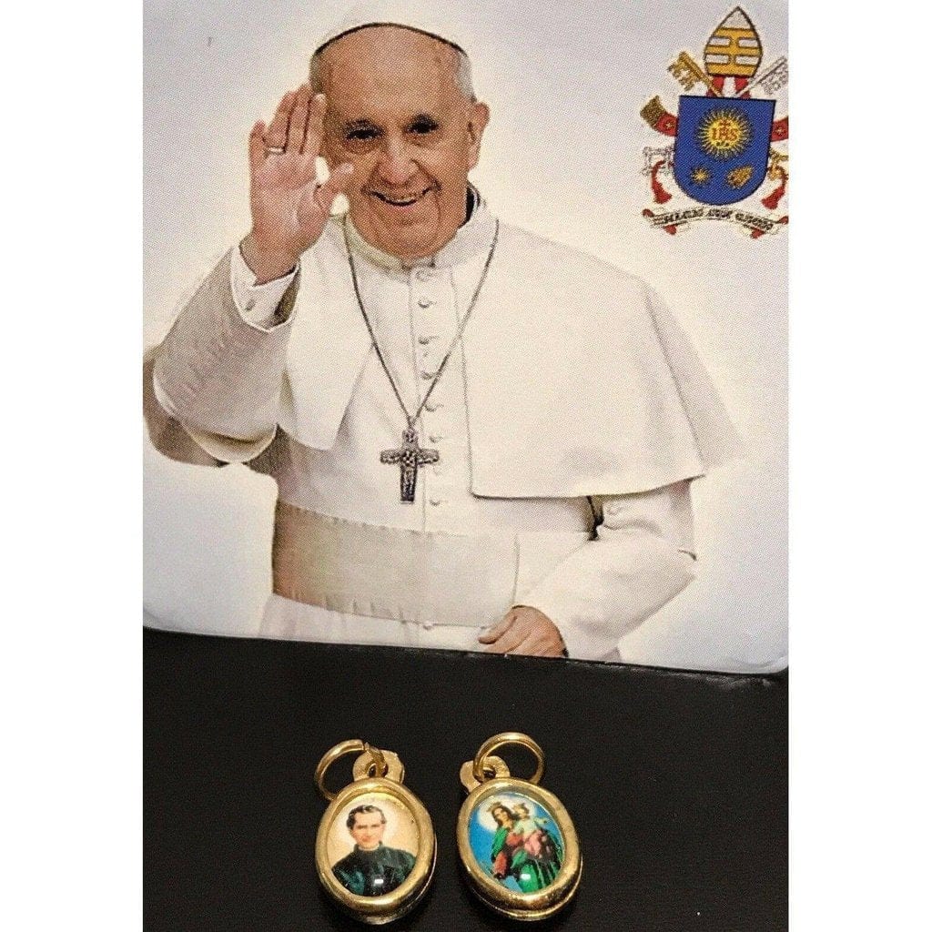 2x TINY Medal  Don Bosco - Catholic -  parts - pendant  charm BLESSED by Pope - Catholically