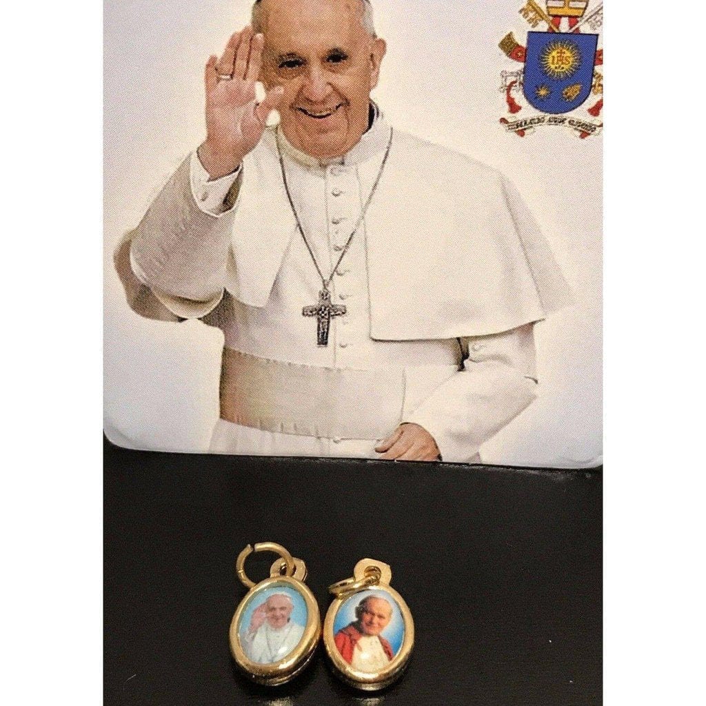 2x TINY Medal St. JPII John Paul & Pope Francis - Catholic -  parts - BLESSED - Catholically
