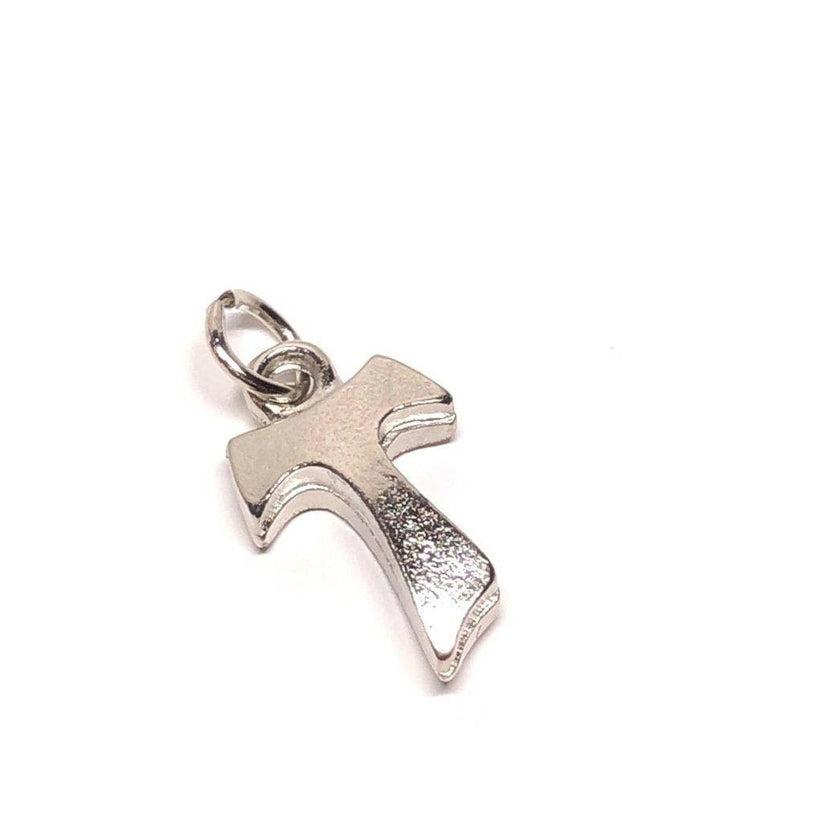 Eurofusioni Tau Crucifix Pax Et Bonum - Ciondolo Placcato In Argento, Altezza 3,7 Cm - 14