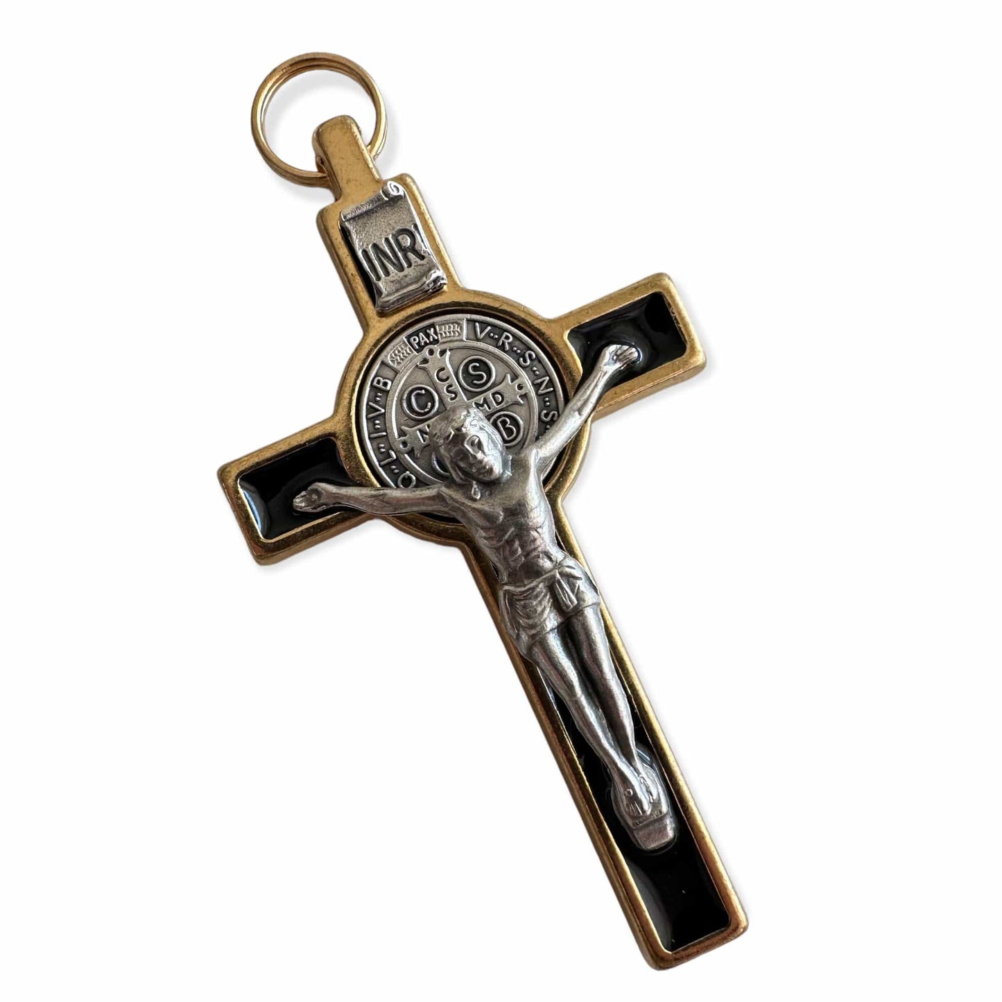 Catholically St Benedict Cross 3" Black Silver Tone St. Benedict Crucifix - Exorcism Cross - Blessed By Pope