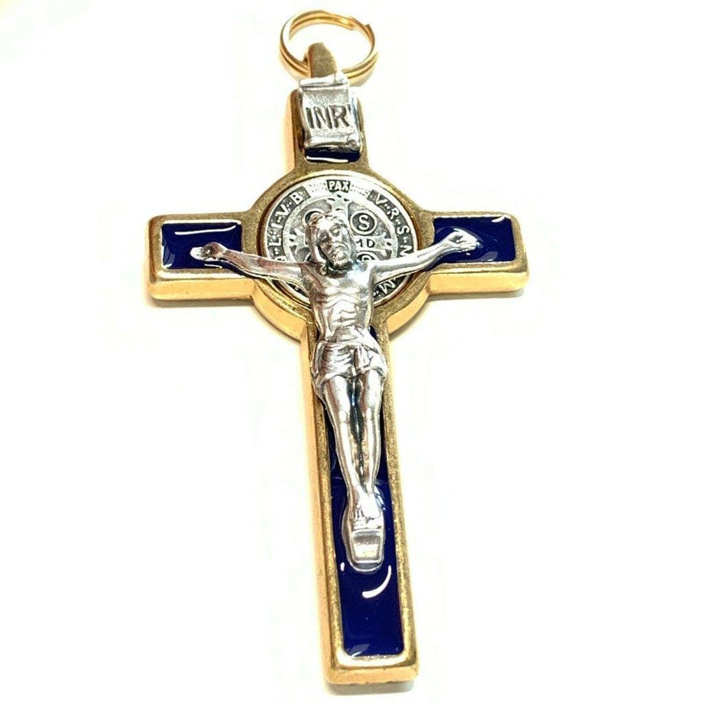 3 BLACK Brass Saint St. Benedict Crucifix - Exorcism- Cross -Blessed by Pope - Catholically