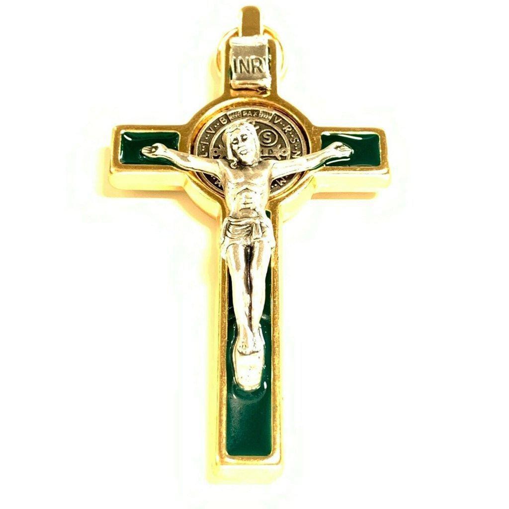 3 GREEN St. Benedict Crucifix Exorcism - Blessed by Pope - Catholically