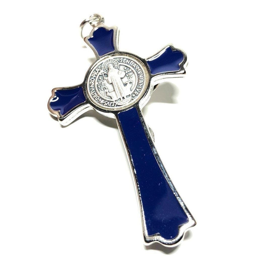 3 Saint St. Benedict BLUE Crucifix - Exorcism - Cross - Blessed by Pope - Catholically