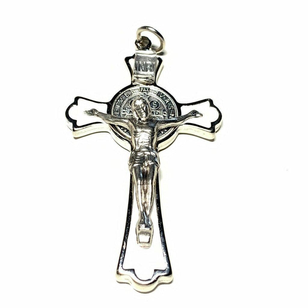 3" Saint St. Benedict White Crucifix - Exorcism - Cross - Blessed By Pope-Catholically