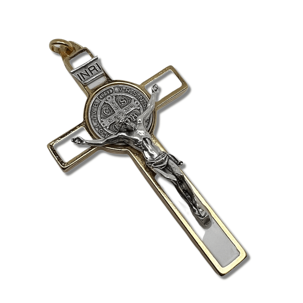 Catholically St Benedict Cross 3" Saint St. Benedict White Crucifix - Exorcism - Cross - Blessed By Pope