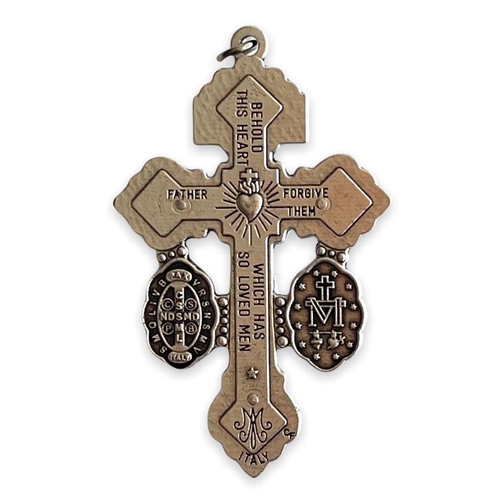 3-Way Pardon Indulgence Crucifix w/ St. Benedict & Miraculous Medals - 2" 1/8-Catholically