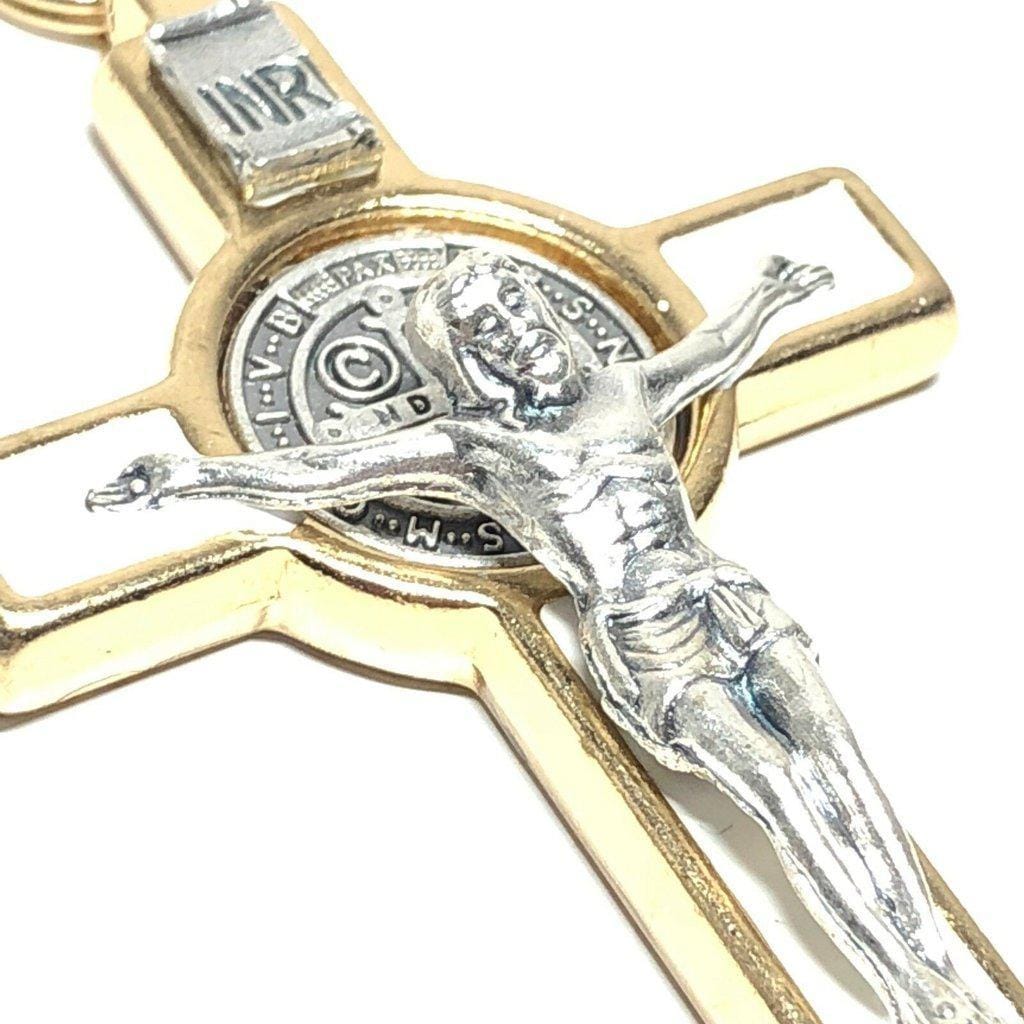 3 White St. Benedict Crucifix - Exorcism - Cross - Blessed by Pope - Benito - Catholically