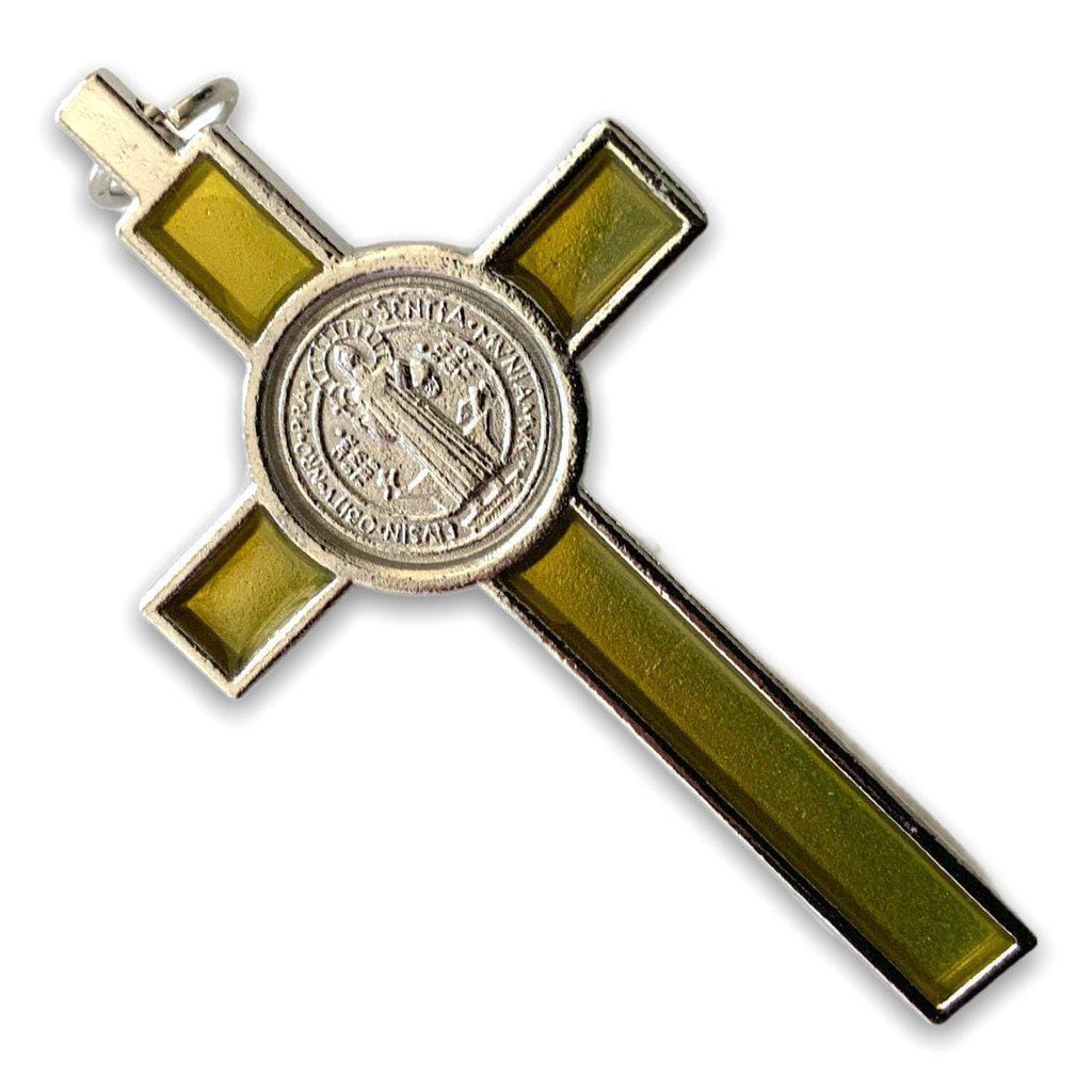 3" Yellow St. Benedict Crucifix - Exorcism- Cross - Blessed By Pope-Catholically