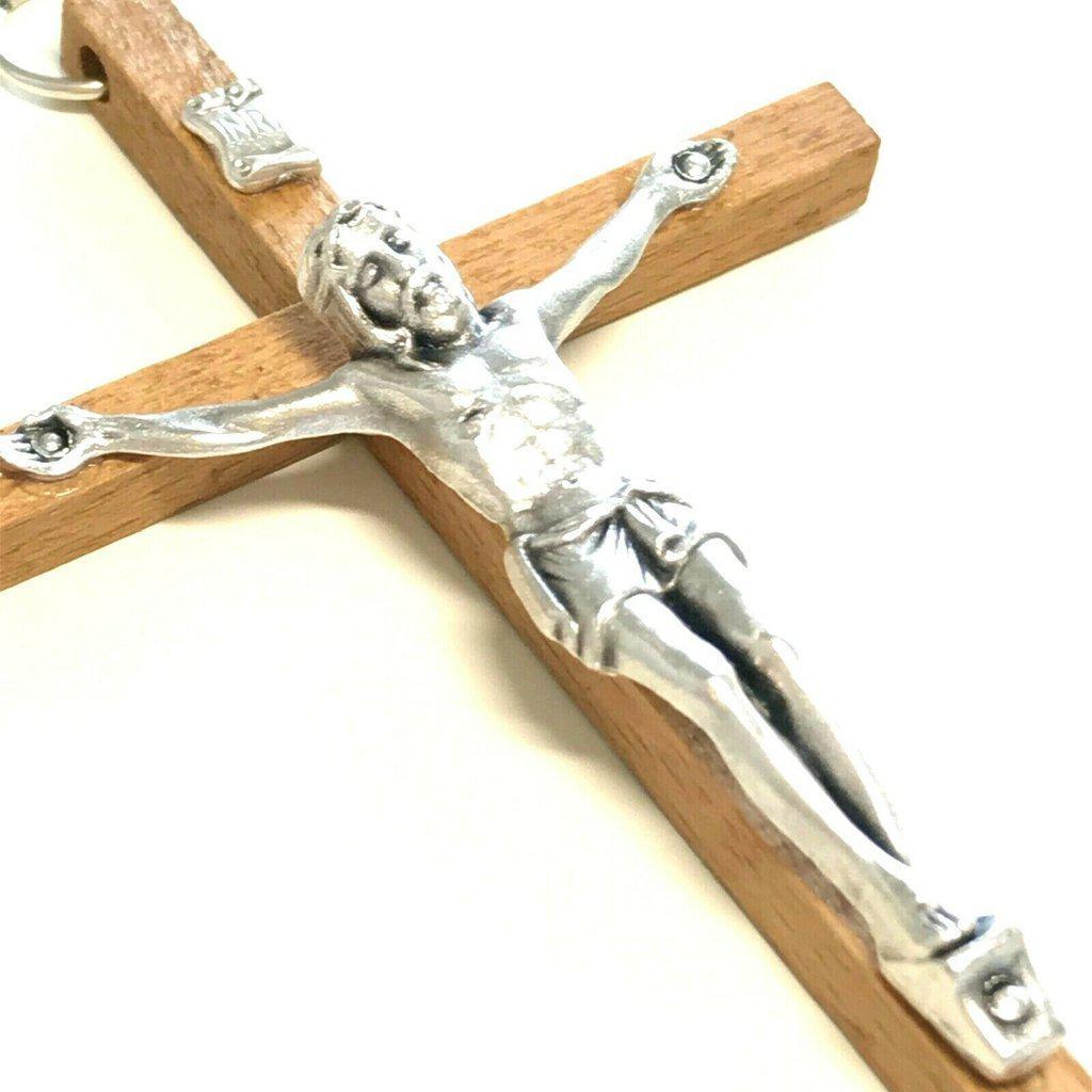 4" 3/4 Wooden Cross - Blessed By Pope - Christian - Corpus - Wood Crucifix-Catholically