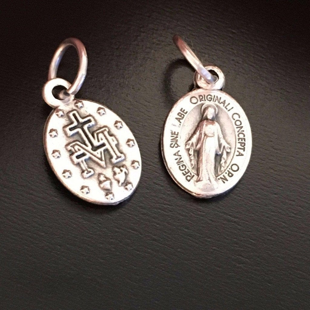 2X Tiny Pendants - Blessed Mother Mary Miraculous Medal - Blessed By Pope-Catholically