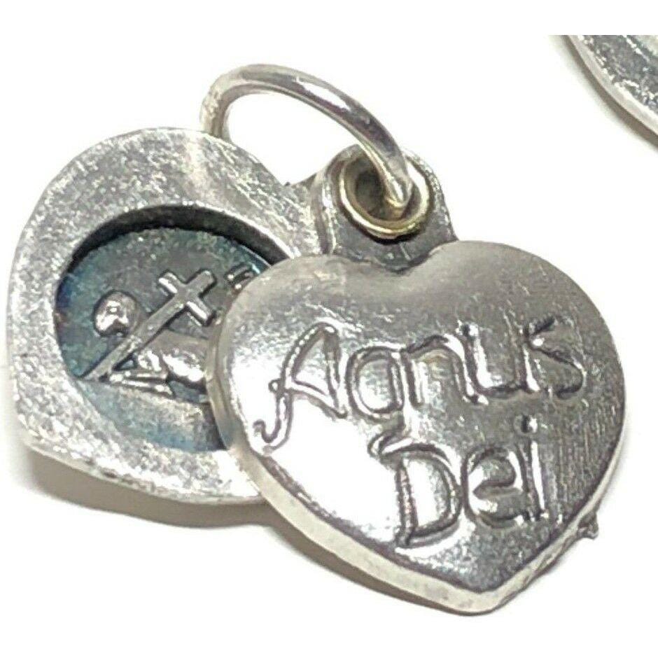 Agnus Dei Sacramental -Silvered medal pendant charm medalla - Blessed by Pope - Catholically