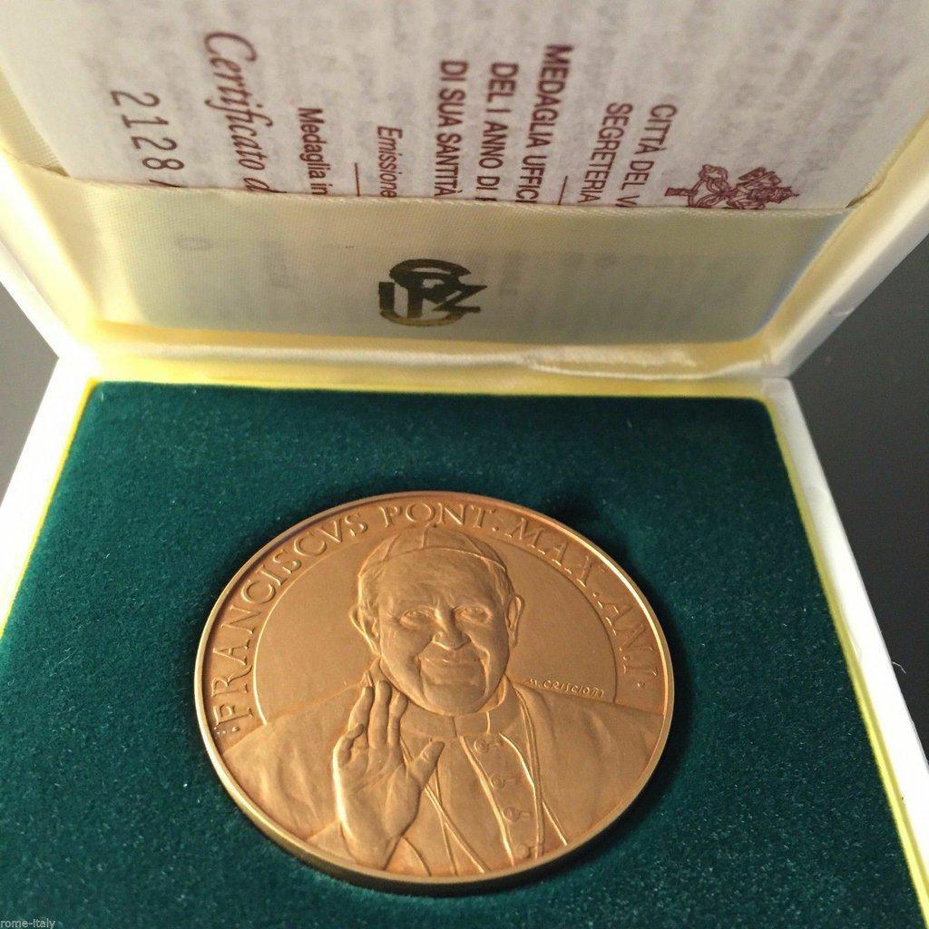 Annual Papal Medal w/ error BRONZE MINT 1st Year Pope Francis 2013 LESUS - Catholically