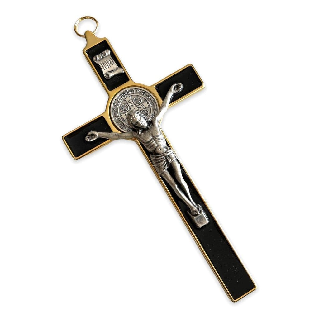 Black 7.5" St. Benedict Cross Crucifix -Exorcism cross -Blessed-Catholically