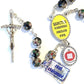 Black Cloisonne Rosary -St. John Paul II -JPII w/ Relic Medal -Blessed-Catholically