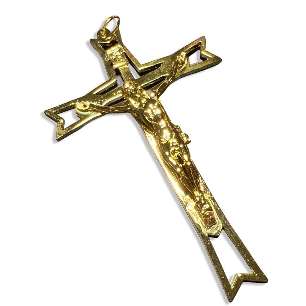 Catholically Cross Blessed By Pope Francis - 5 1/4" Golden Cross - Wall Crucifix