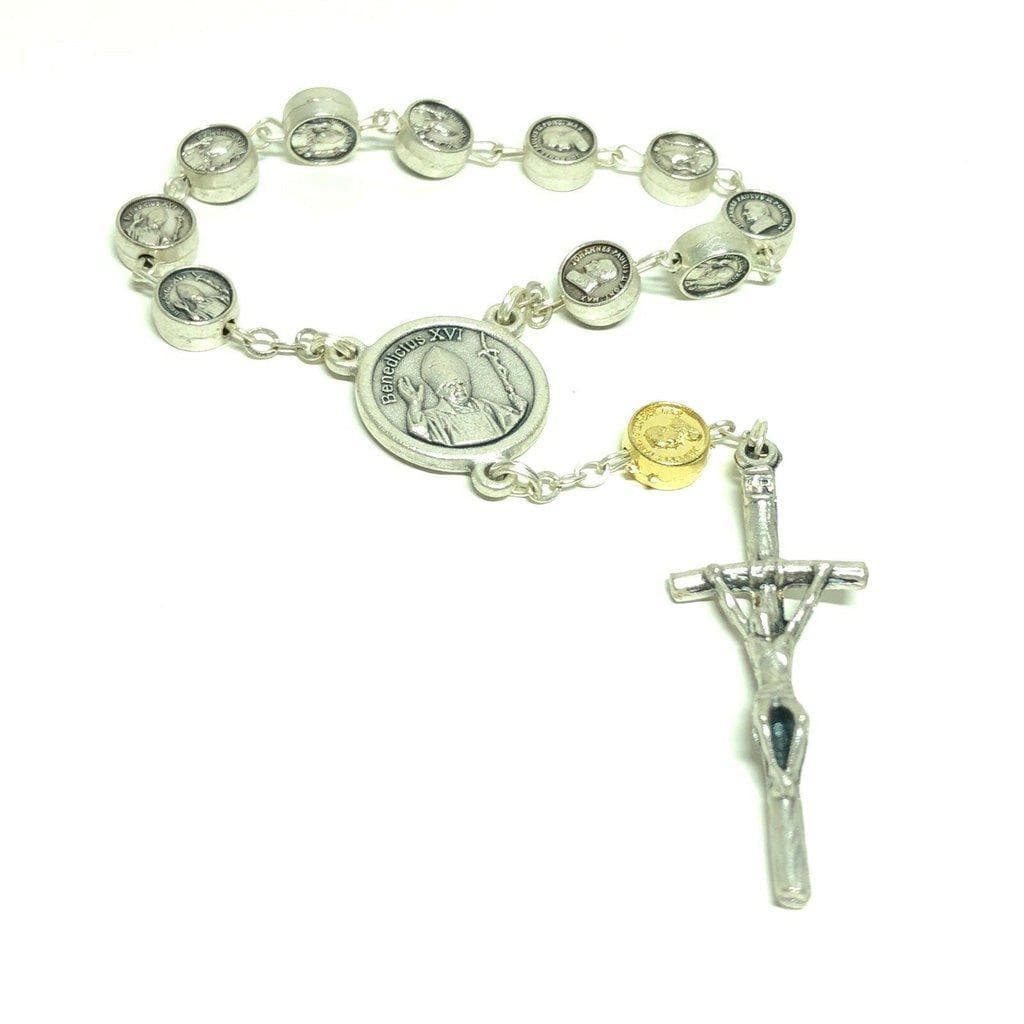 Blessed By Pope Francis Ten Beads Hand Rosary Dedicated To Pope Benedict Xvi-Catholically
