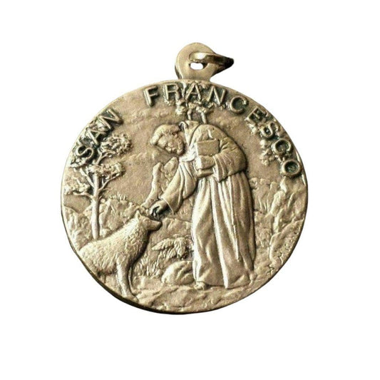 Blessed By Pope - St. Francis & Wolf Franciscan Medal - Franciscan Pendant Charm-Catholically
