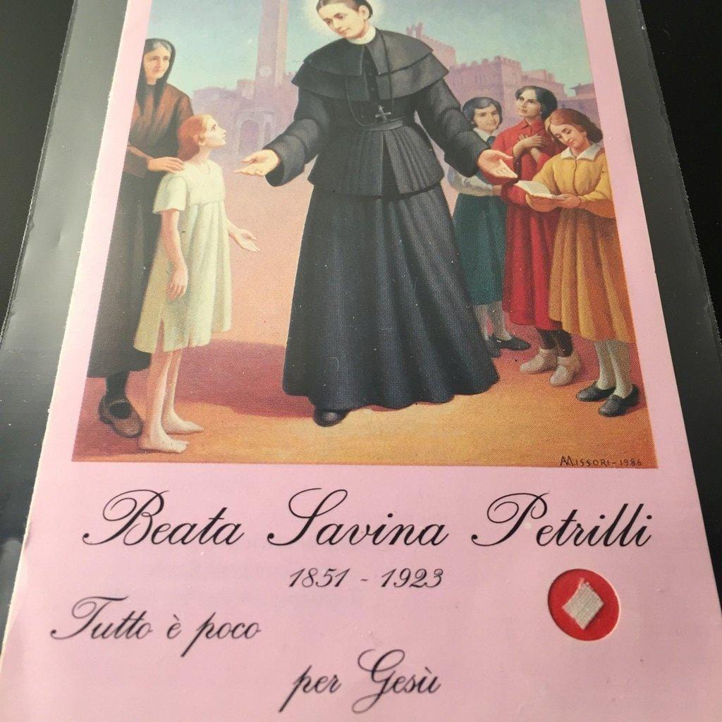 Blessed Savina Petrilli  Reliquia  Holy Card with 2nd class FREE Relic - Catholically