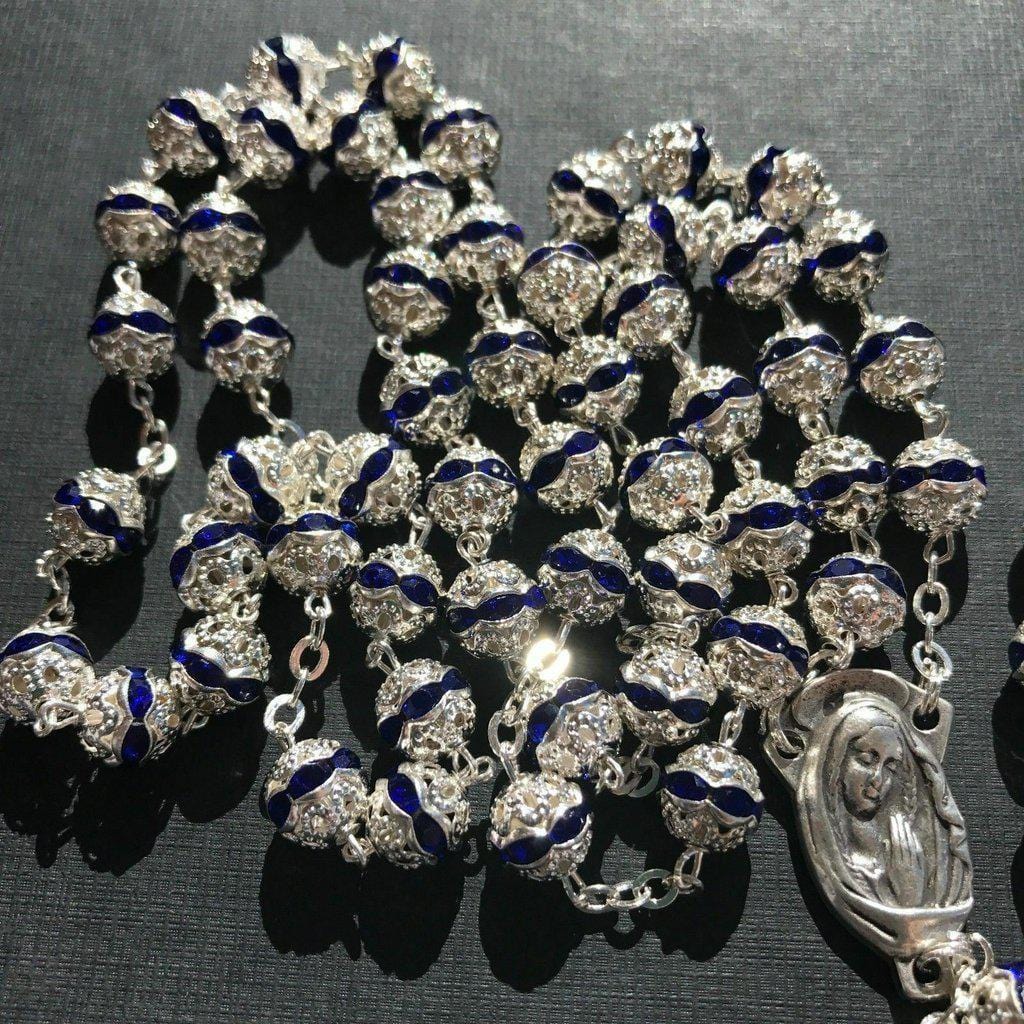 Blessed Virgin Mary - Bohemian Crystal Rosary - Rhinestone - Blessed By Pope-Catholically