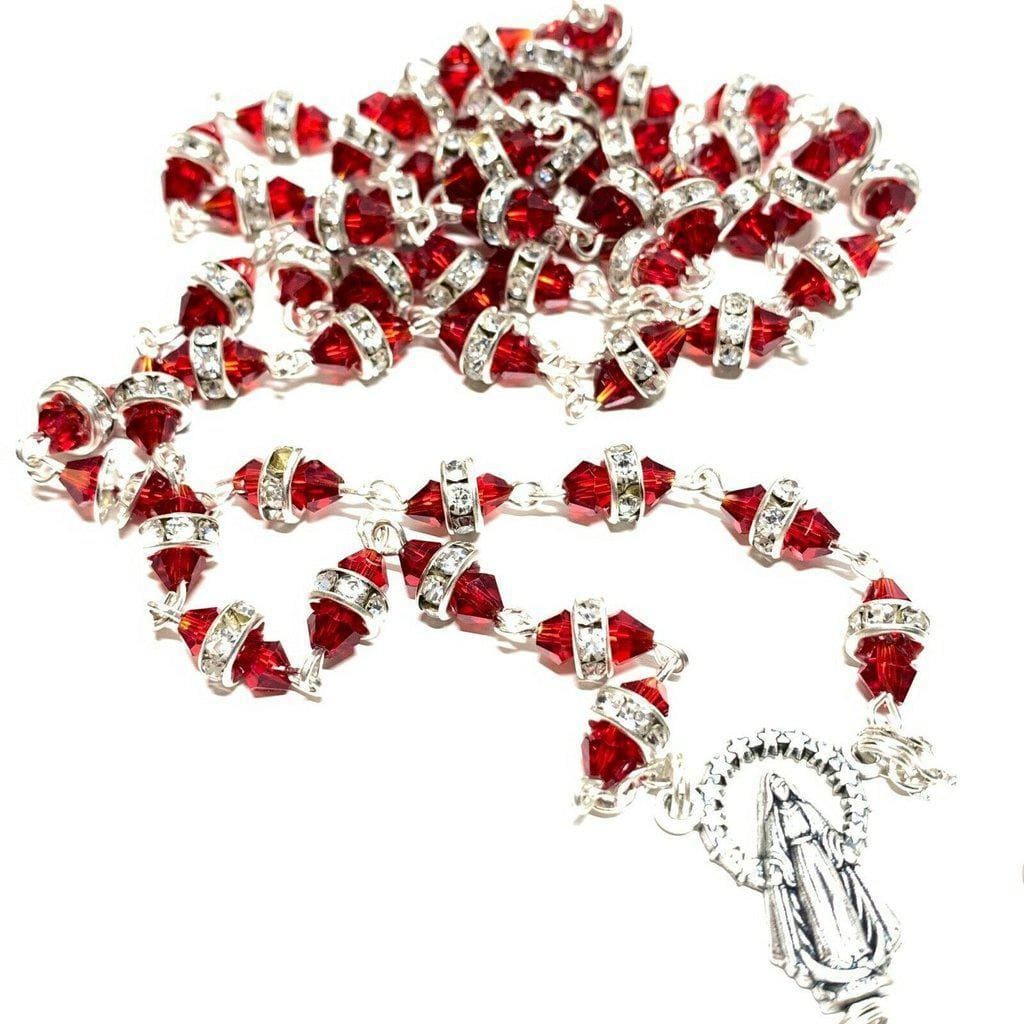 Red Glass newest Rosary Butterscotch Prayer Beads Beautiful Worship Italy Blessed Mother Virgin Mary Vintage Catholic Gift