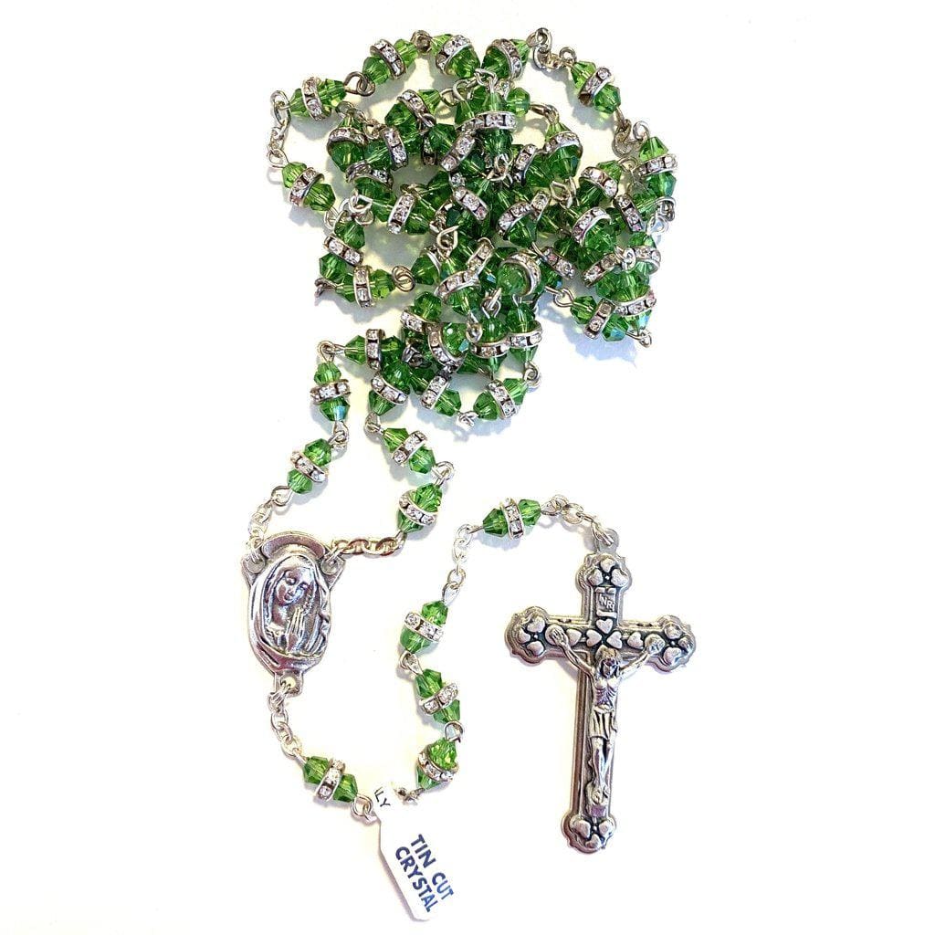 Blessed Virgin Mary - Shiny Crystal Rosary - Rhinestone - Blessed By Pope-Catholically