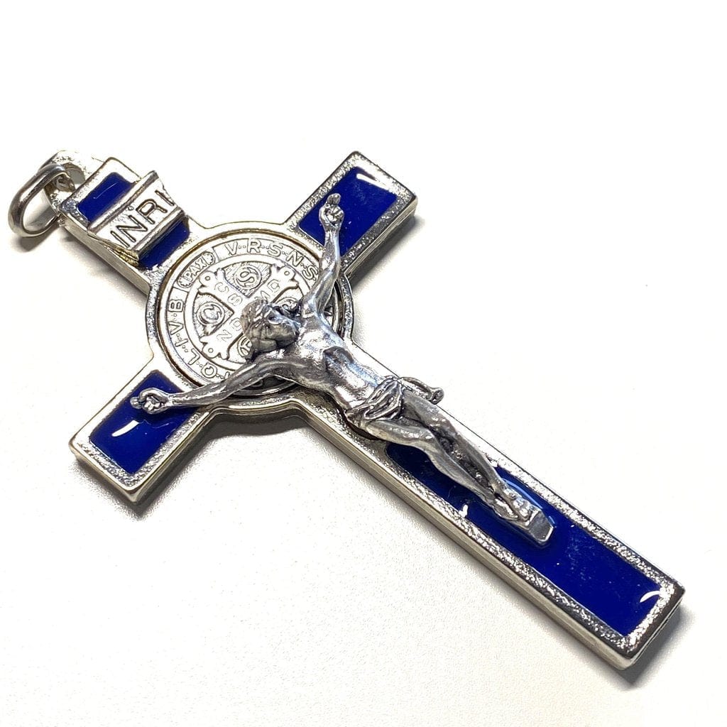 Blue Saint St. Benedict Crucifix - Exorcism- Cross - Blessed By Pope-Catholically