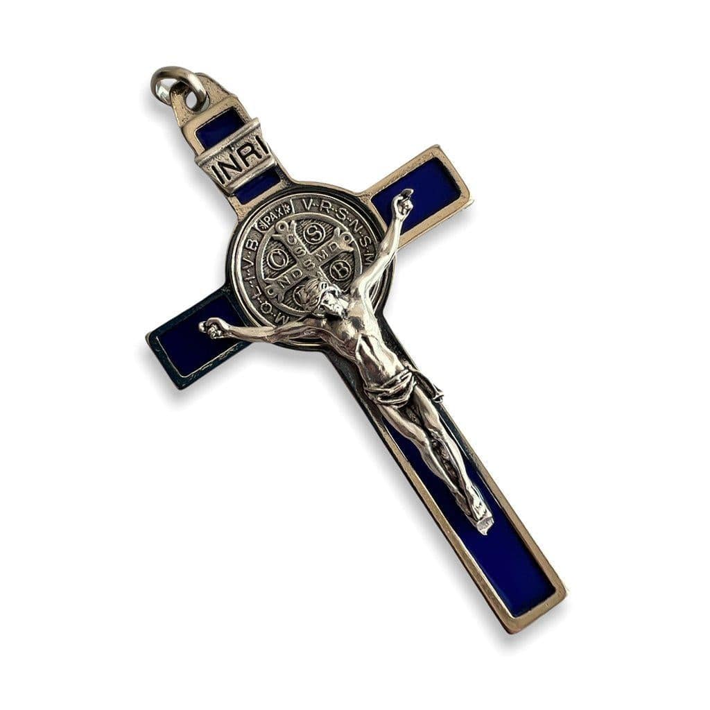 Blue 3" St. Benedict Crucifix - Exorcism - Cross - Blessed By Pope-Catholically