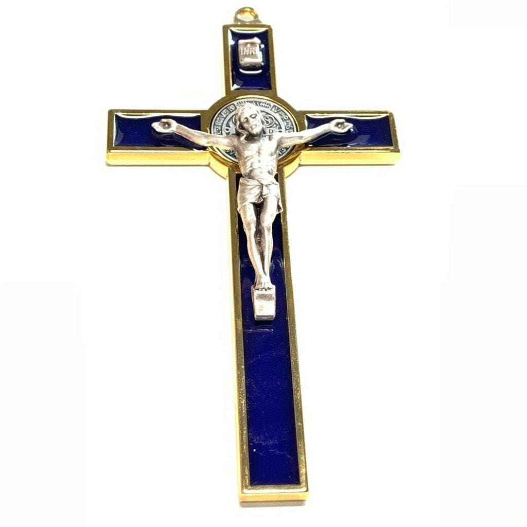 BLUE 5 St. Benedict Cross Crucifix -Exorcism -Saint -Blessed -San Benito - Catholically