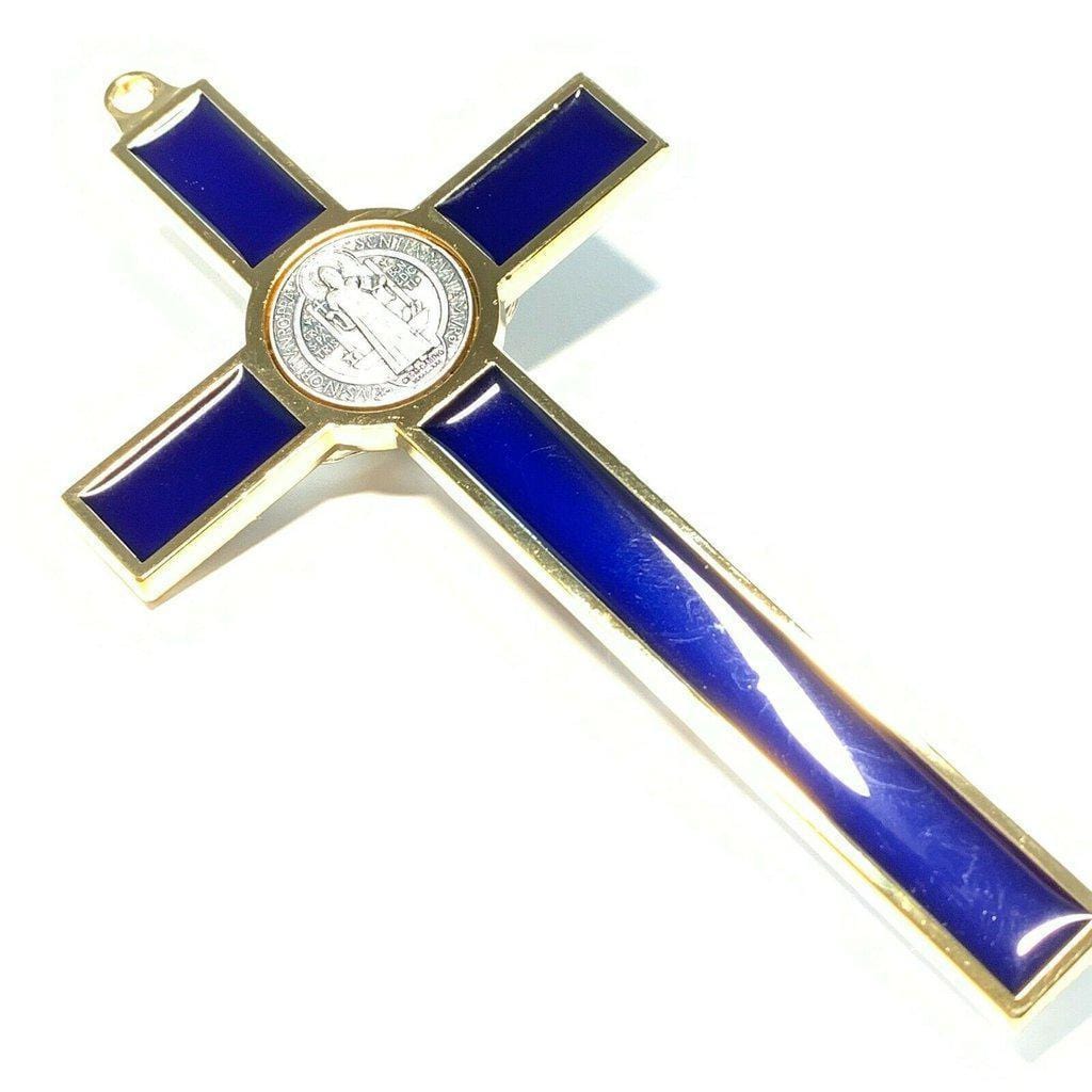 BLUE 5 St. Benedict Cross Crucifix -Exorcism -Saint -Blessed -San Benito - Catholically